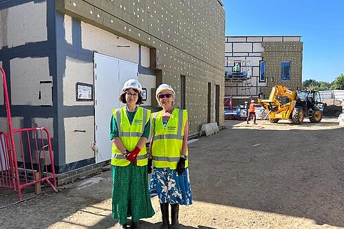 Cllr Marie Bradburn and MKH Director of Charity and Fundraising Vanessa Holmes at the site earlier this year