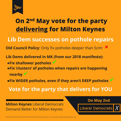 Potholes - Vote LD on 2nd May