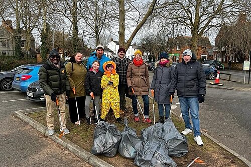 Councillor Tony Oyakhire and others at a community litter pick in Newport Pagnell