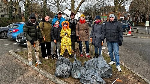 Councillor Tony Oyakhire and others at a community litter pick in Newport Pagnell